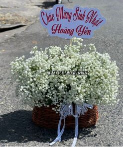 giỏ hoa baby trắng - HG730